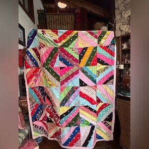 Colorful  handmade vintage Patchwork Quilt